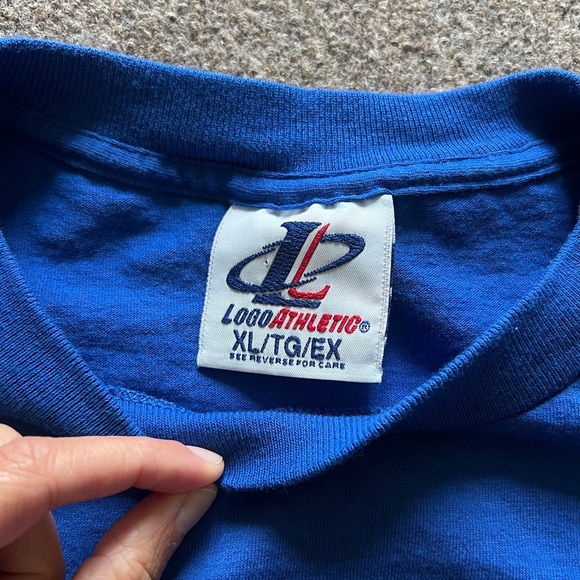 Logo Athletic Vintage 1996 NFL Giants Single Stitch Blue Short Sleeve T Shirt XL - Picture 4 of 11